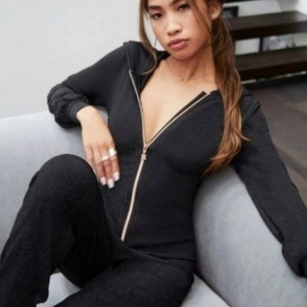 Savage X Fenty Sleep And Shine Hooded Onesie Jumpsuit Black Caviar Size 3X